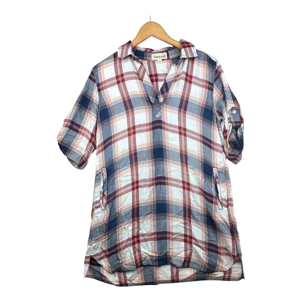 Cloth & Stone Plaid Mini Dress size PXS Blue/Red